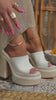 White espadrille chunky heels