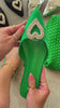 green embellished sling back flats