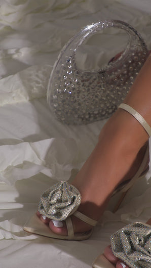 Video of ivory rose embellished heels