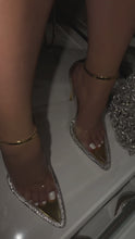 Load and play video in Gallery viewer, gold tone clear pump video
