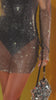 Video Of Model Wearing Black Embellished Fishnet Dress