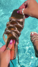 Load and play video in Gallery viewer, Model Holding Multi-Color Lace-Up Sandals Video
