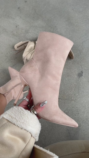 Nude pointed toe boots