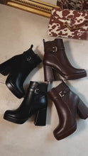 Load and play video in Gallery viewer, Helene Platform Block Heel Ankle Boots - Black
