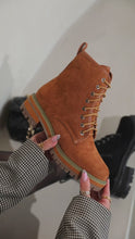 Load and play video in Gallery viewer, Video of chestnut combat boots
