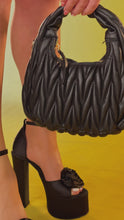 Load and play video in Gallery viewer, black rosette platform heels on model video
