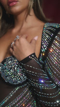 Load and play video in Gallery viewer, Black mesh dress full embellished dress
