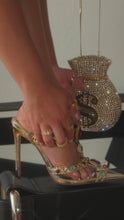 Load and play video in Gallery viewer, Model wearing gold stone embellished heels video
