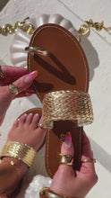 Load and play video in Gallery viewer, Julissa Slip On Sandals - Gold
