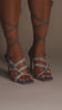 Model Wearing Denim Embellished Lace Up Heels Video