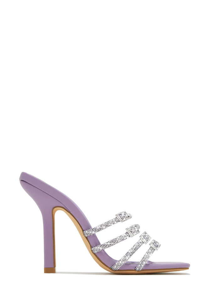 Load image into Gallery viewer, Purple Single Sole Rhinestone Mules
