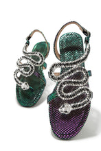 Load image into Gallery viewer, Iridescent Snake Rhinestone Sandals
