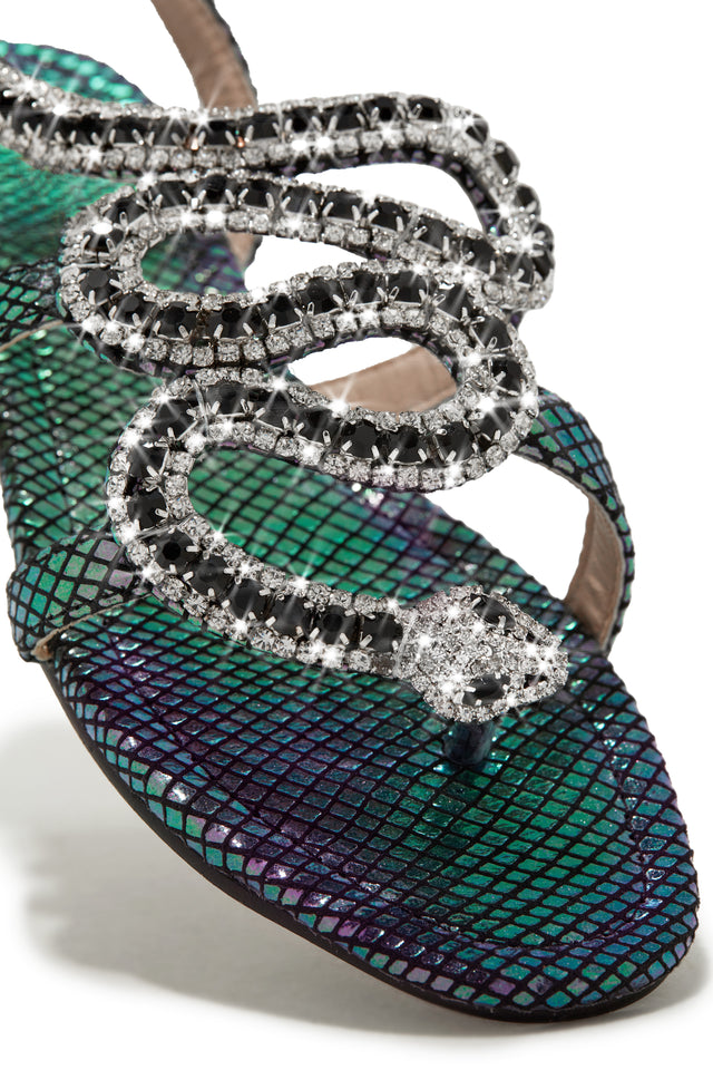 Load image into Gallery viewer, Multi Color Snake Rhinestone Sandals
