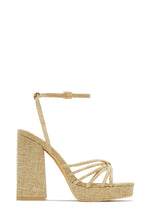 Load image into Gallery viewer, Natural Raffia Platform Block Heels
