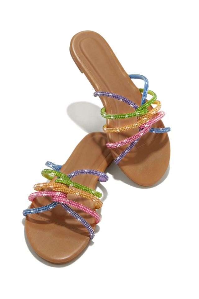 Load image into Gallery viewer, Multi Color Embellished Slip-on Sandals
