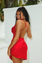 Load image into Gallery viewer, Open Back Satin Mini Dress
