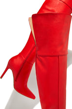 Load image into Gallery viewer, Red Over The Knee Heel Boots
