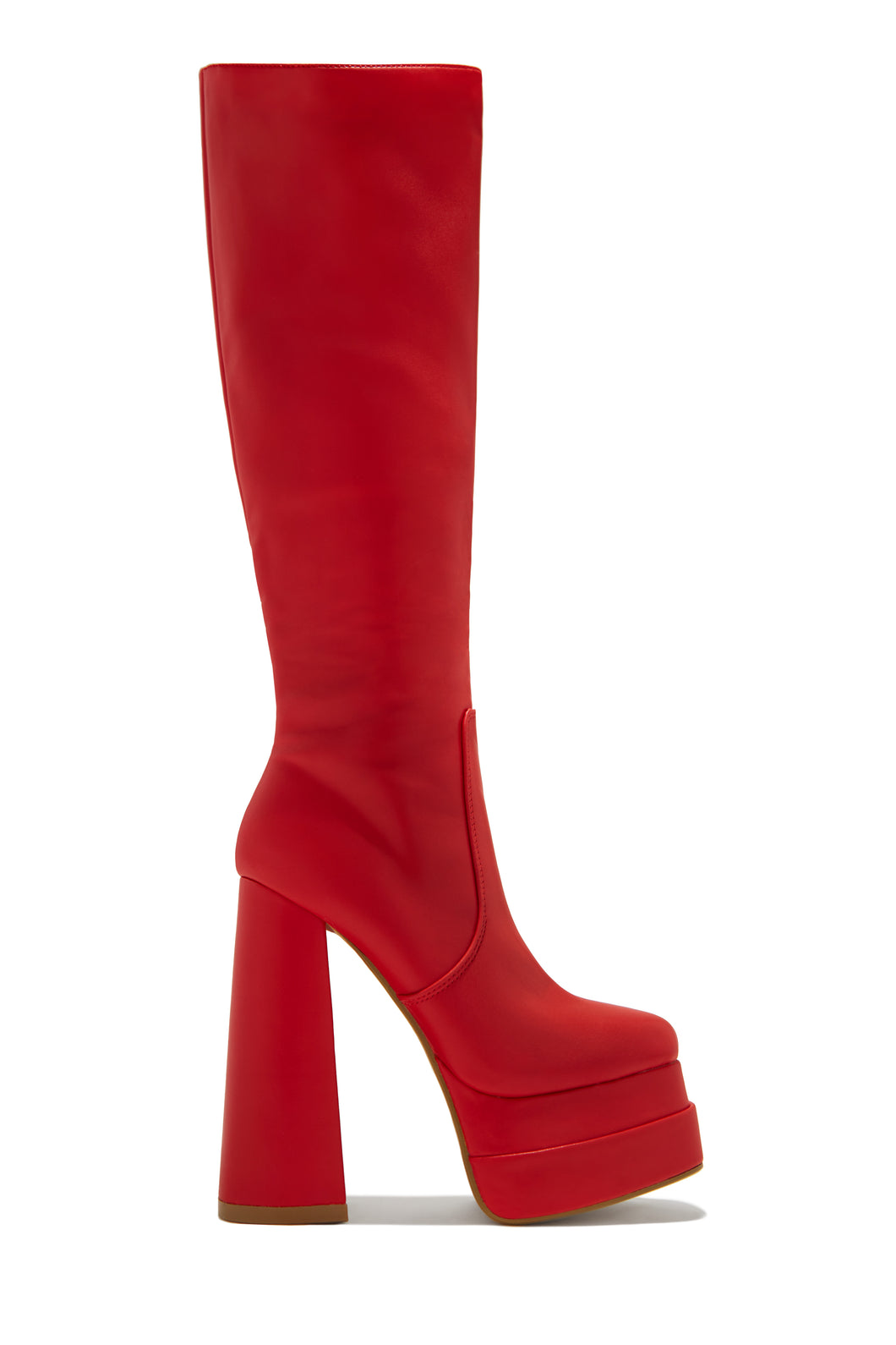 Xena Platform Block Heel Boots - Red