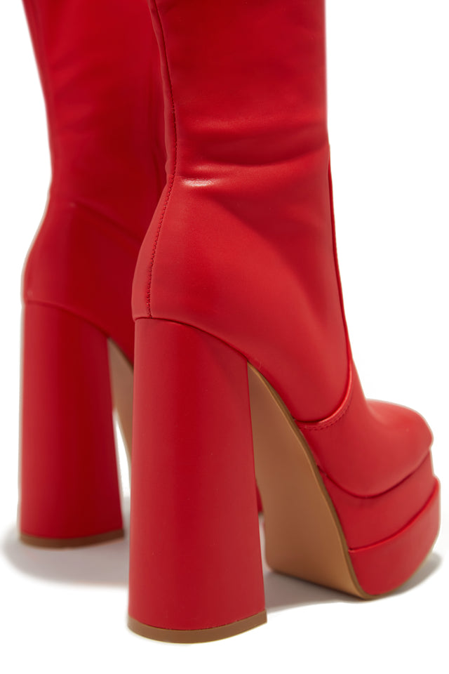 Load image into Gallery viewer, Xena Platform Block Heel Boots - Red
