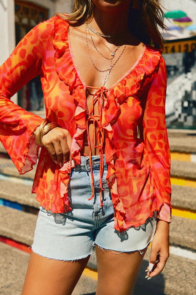Load image into Gallery viewer, Red Printed Top
