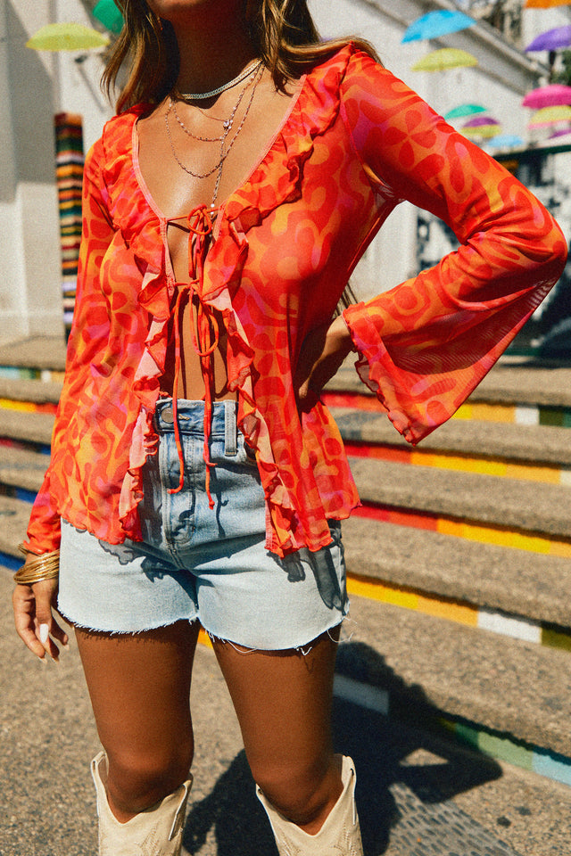 Load image into Gallery viewer, Long Sleeve Orange Top
