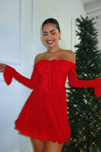 Load image into Gallery viewer, Labella Off The Shoulder Mini Dress - Red
