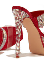 Load image into Gallery viewer, Main Event Embellished Platform High Heel Mules - Red
