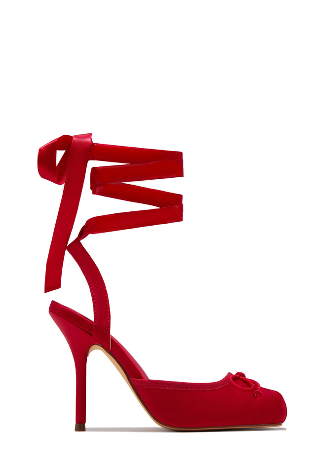Load image into Gallery viewer, Klara Ballet Lace Up Heels - Red
