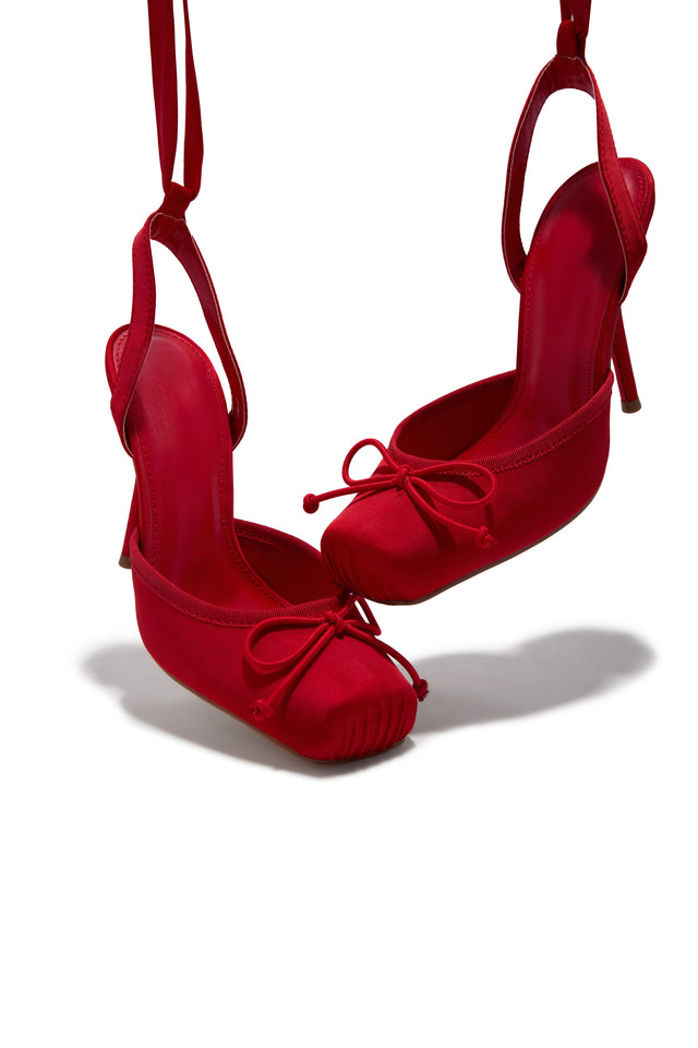 Klara Ballet Lace Up Heels - Red