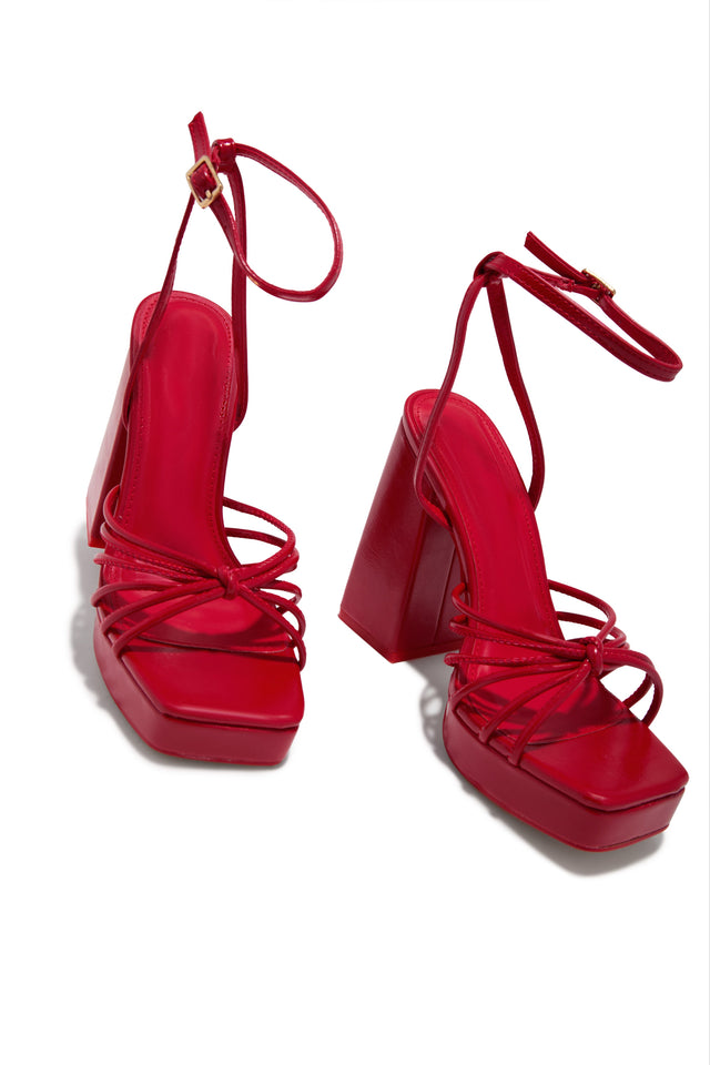 Load image into Gallery viewer, Lelia Platform Block Heels - Red
