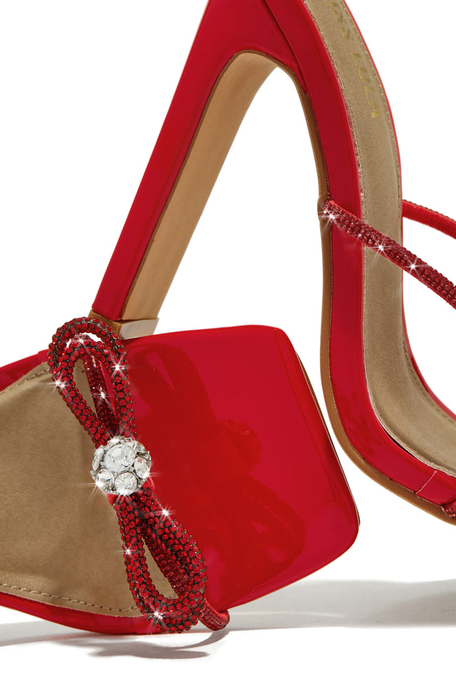 Load image into Gallery viewer, Life Is A Party Embellished High Heel Mules - Red

