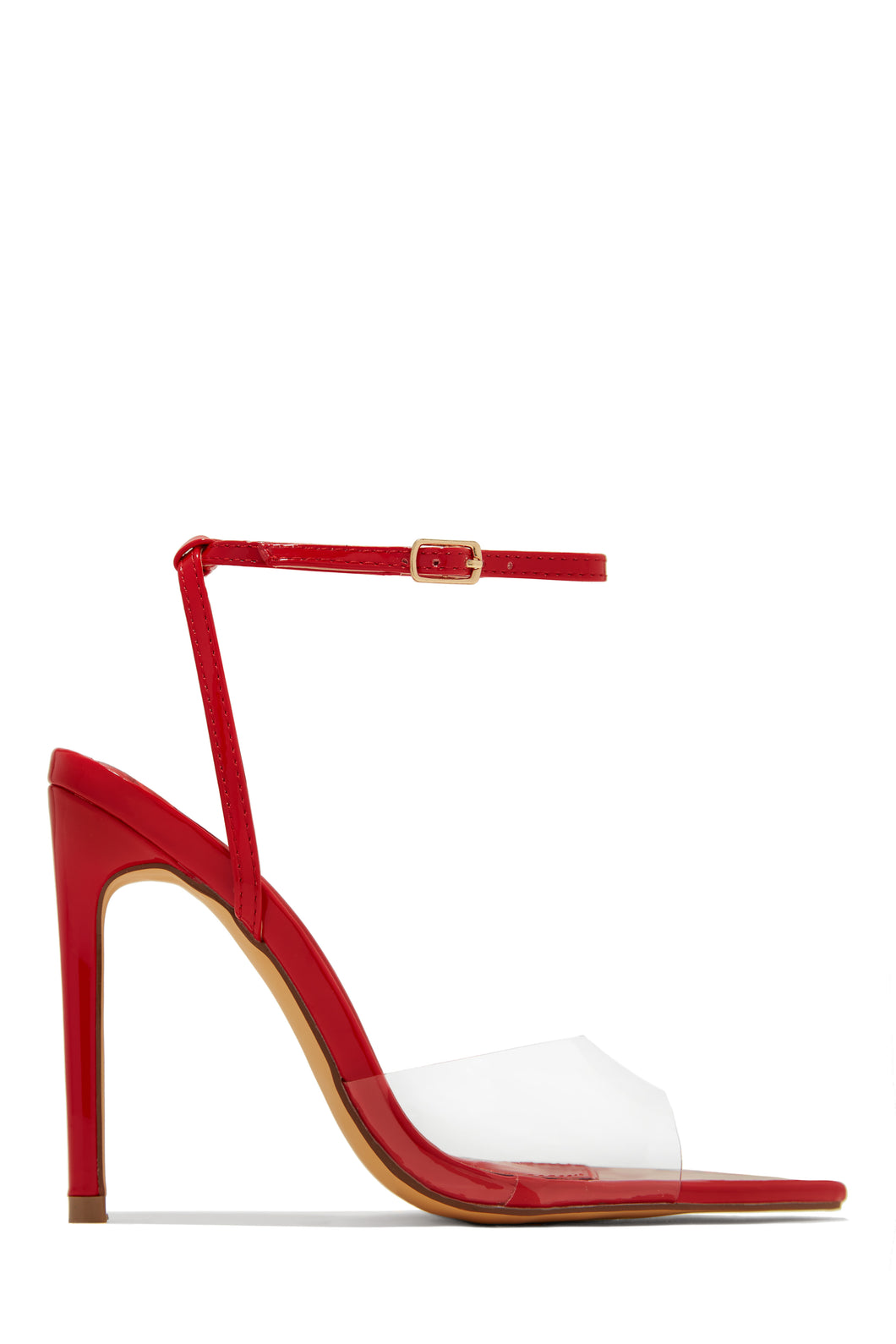 Dinner Date Clear Strap High Heels - Red
