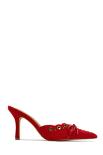 Load image into Gallery viewer, Red Pointed Toe Mule Heels
