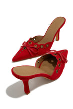 Load image into Gallery viewer, Red Single Sole Mule Heels
