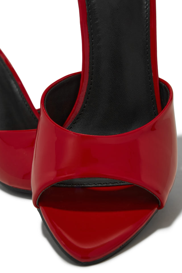 Load image into Gallery viewer, Naiya Open Pointed Toe Mule Heels - Red
