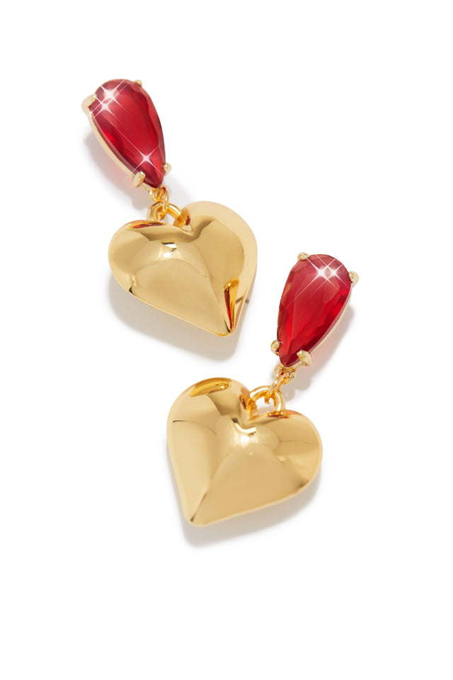 Load image into Gallery viewer, Red Stone Heart Earring
