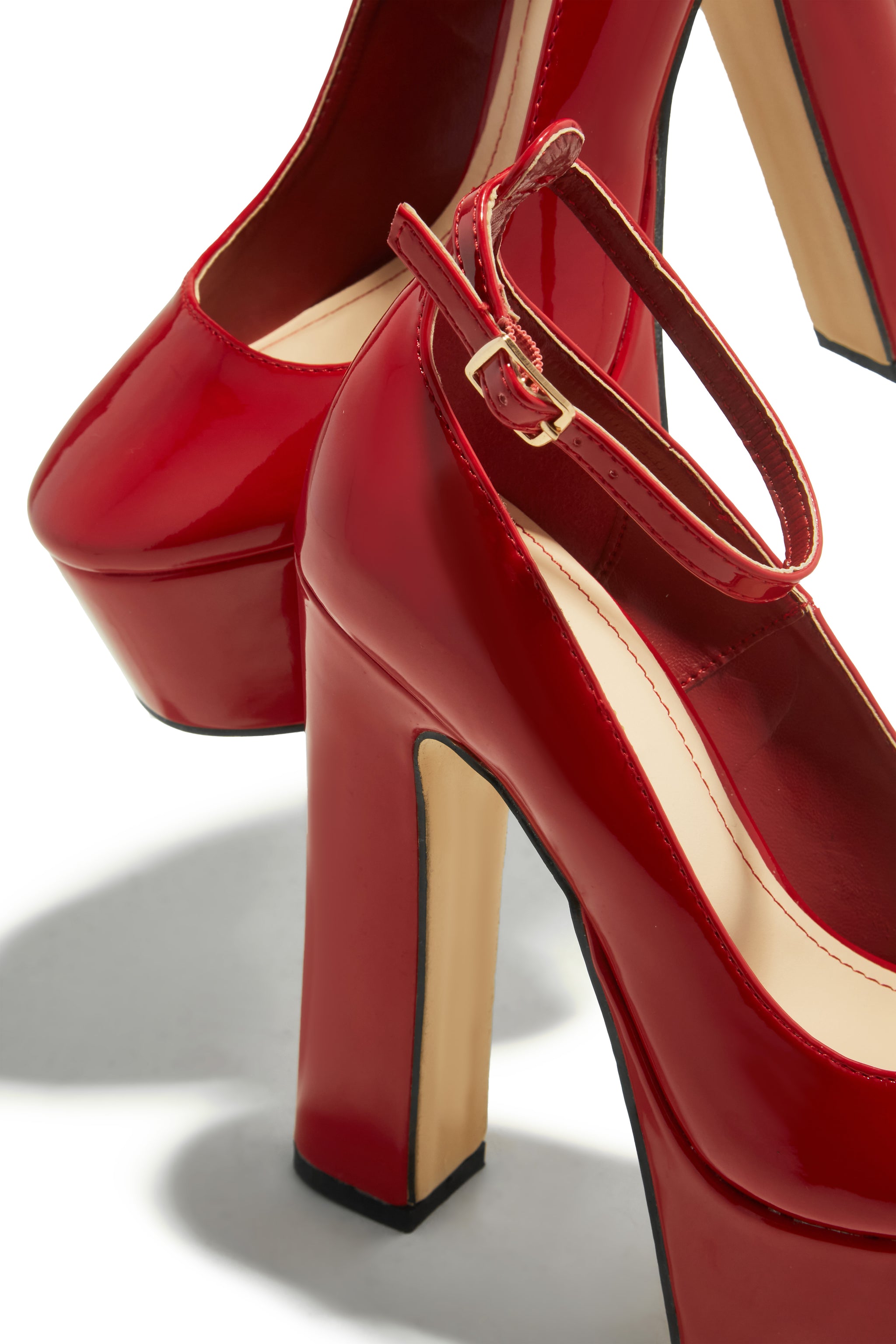 Miss Lola | Annabelle Red Platform Block Heels – MISS LOLA