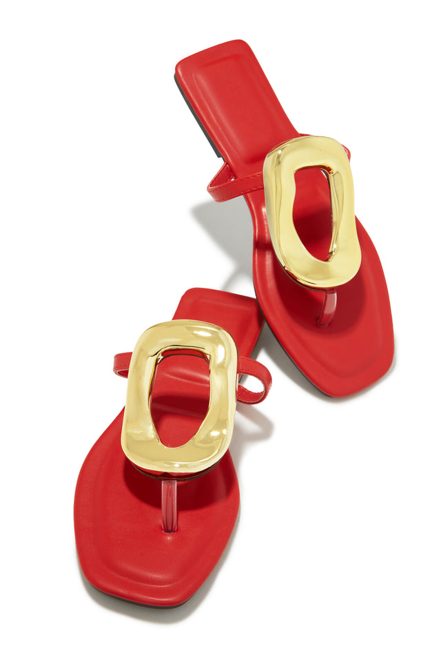 Miss Lola Adonna Red Slip On Thong Strap Sandals MISS LOLA