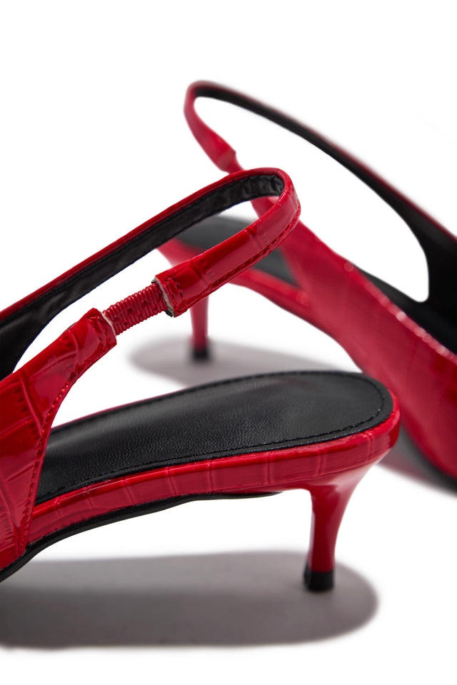 Load image into Gallery viewer, Kiley Mid Heel Slingback Pumps - Red
