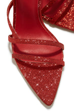 Load image into Gallery viewer, Kimana Glitter Lace Up Heels - Red
