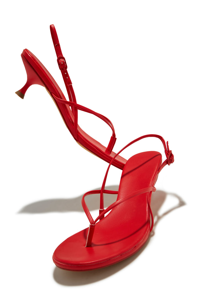 Load image into Gallery viewer, Elodie Slingback Kitten Heels - Red
