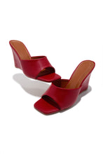 Load image into Gallery viewer, Izzie Slip On Wedge Mule Heels - Red
