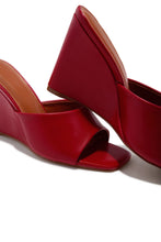 Load image into Gallery viewer, Izzie Slip On Wedge Mule Heels - Red

