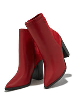 Load image into Gallery viewer, Triumph Block Heel Ankle Boots - Red
