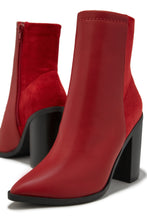 Load image into Gallery viewer, Triumph Block Heel Ankle Boots - Red
