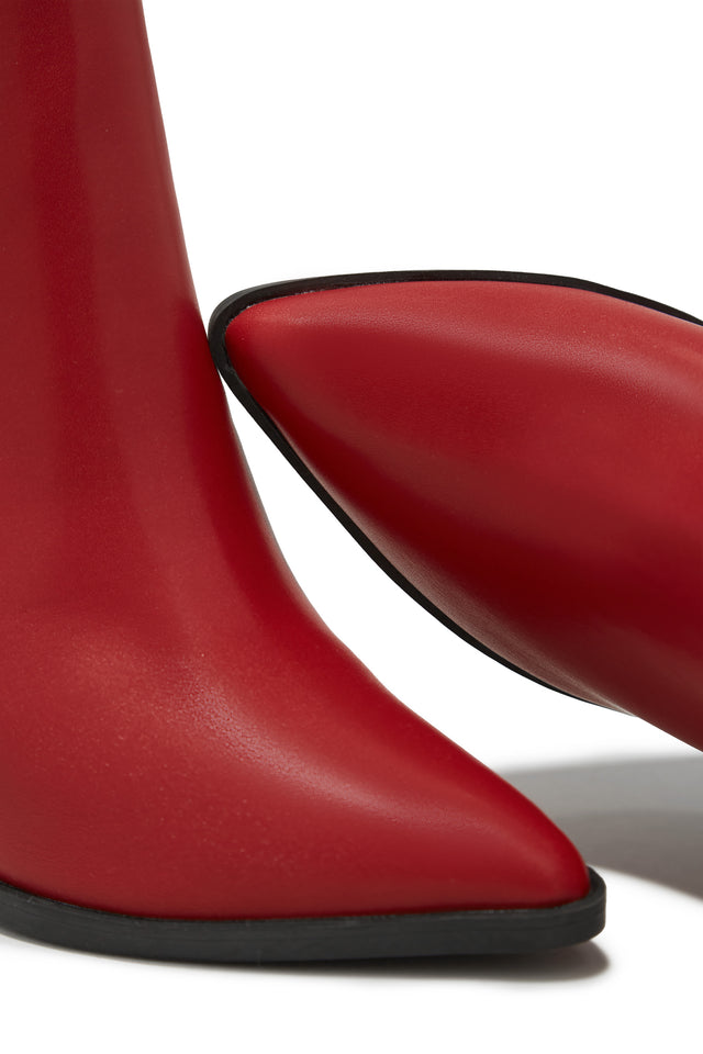 Patent Leather Block Heel Red Chelsea Boots Miss Lola Triumph Red