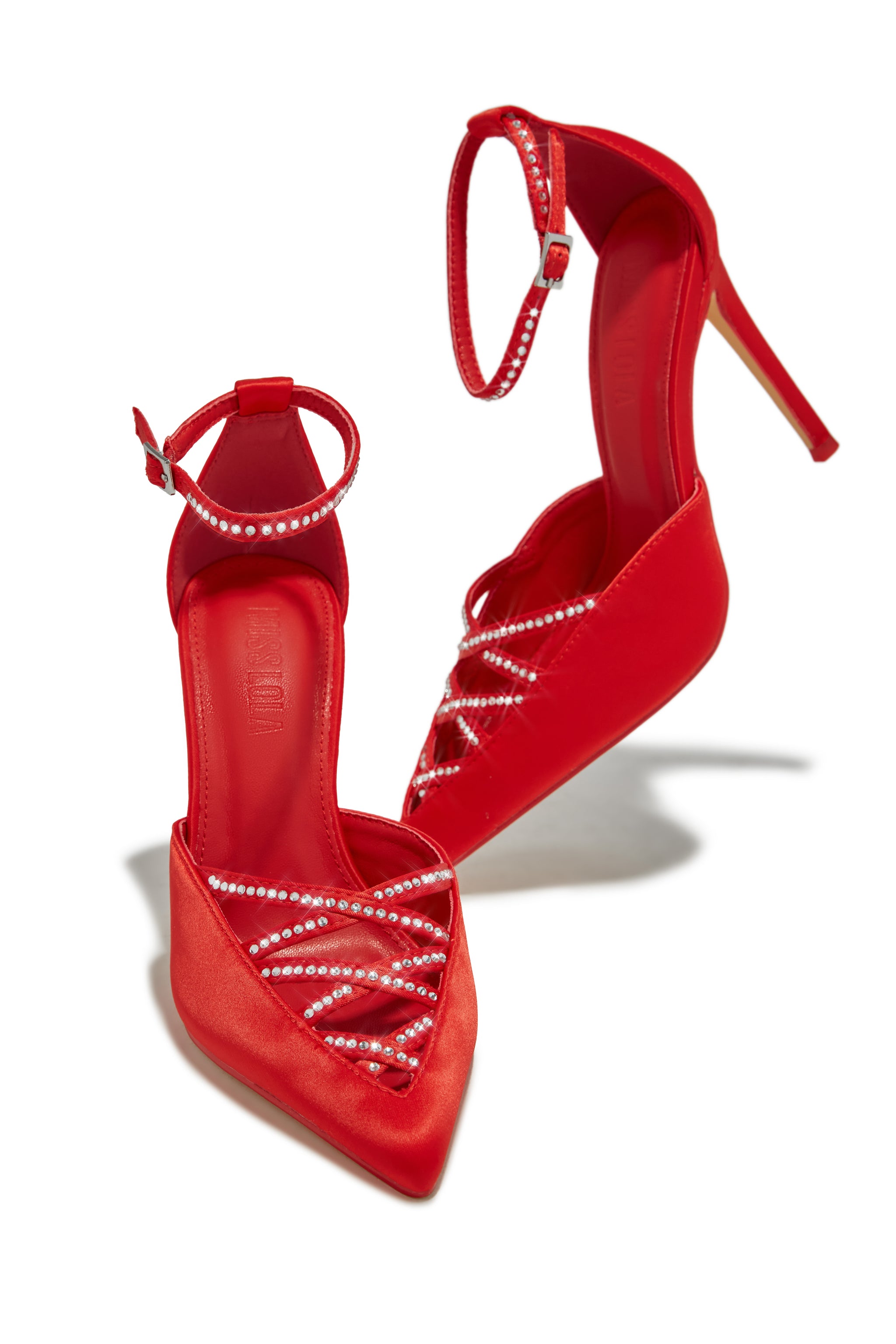 Miss Lola | Tanalee Red Embellished High Heel Pumps – MISS LOLA