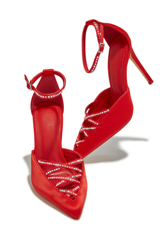 Load image into Gallery viewer, Tanalee Embellished High Heel Pumps - Red
