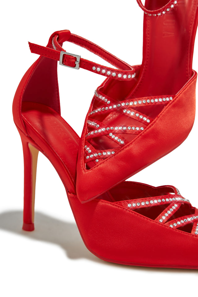 Load image into Gallery viewer, Tanalee Embellished High Heel Pumps - Red
