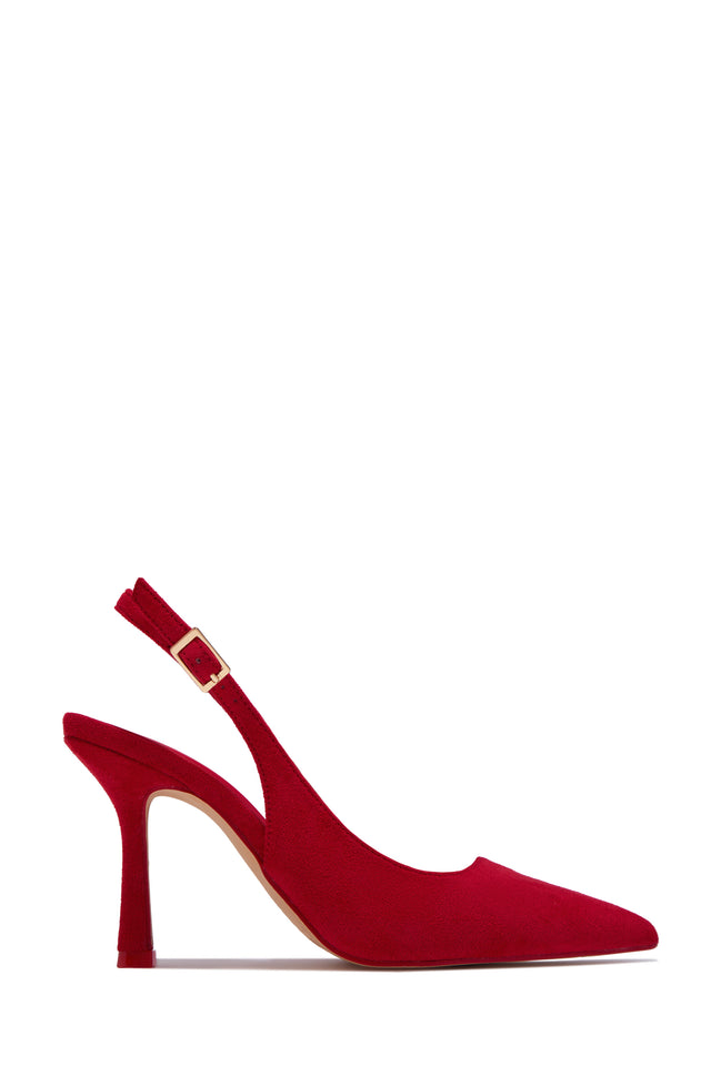 Load image into Gallery viewer, Carianna Faux Suede Slingback Pumps - Red
